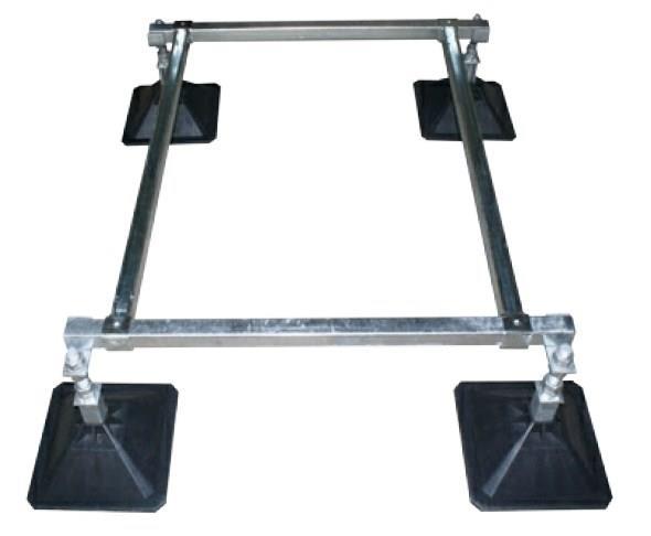 Soporte para tejado plano 1000x1300 mm, longitud total 1450 - 1670 mm, capacidad de carga 700 kg, 4 pies