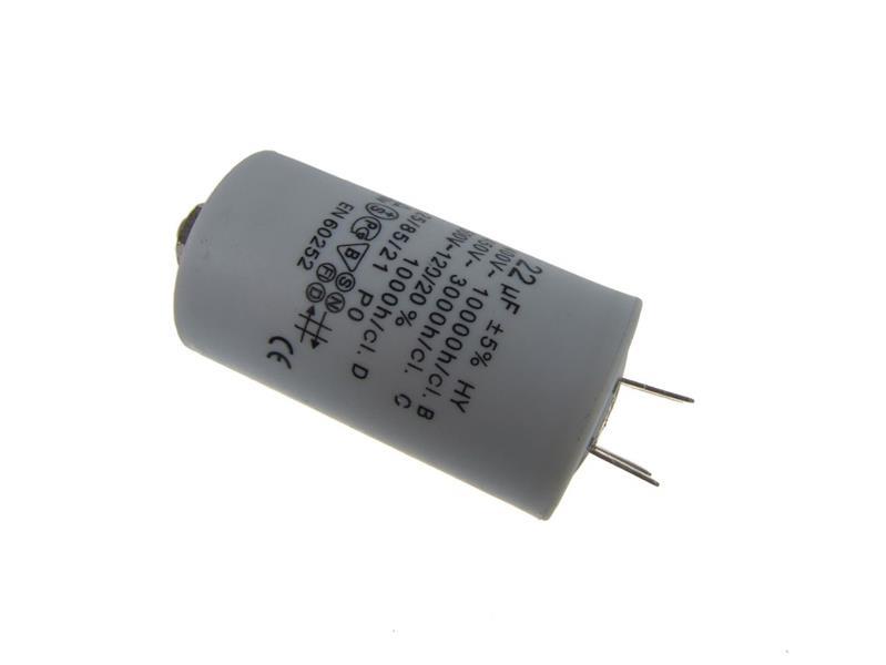 Condensador SC 1141, 22 uF, 450-500 V (4 x terminales de cuchilla + tornillo)