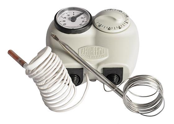 Ställbar termostat med kontrolltermometer ARTHERMO MULTI404, termometer -40/+40°C, termostat: -35/+35°C, kapillärrör 1500 mm, IP40