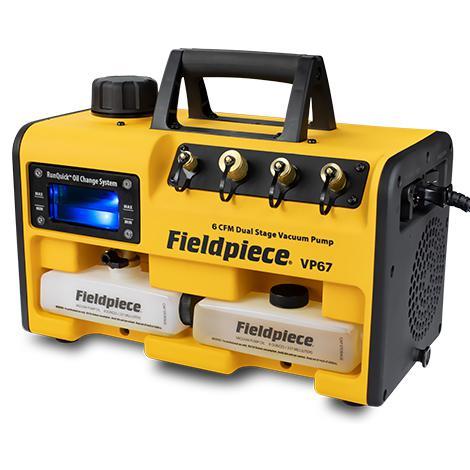 Vakuumpump med RunQuick™ oljebytesystem 6CFM VP67EU FIELDPIECE 170 l/min flöde A2L-godkännande