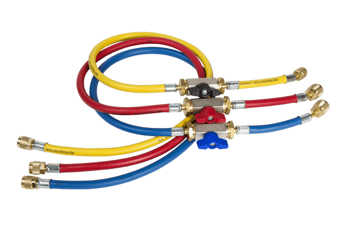 Refco 4660346 Juego de mangueras de llenado CCL-60-CX-1/2"-20UNF R410A/R32 60"/150cm con válvula de bola