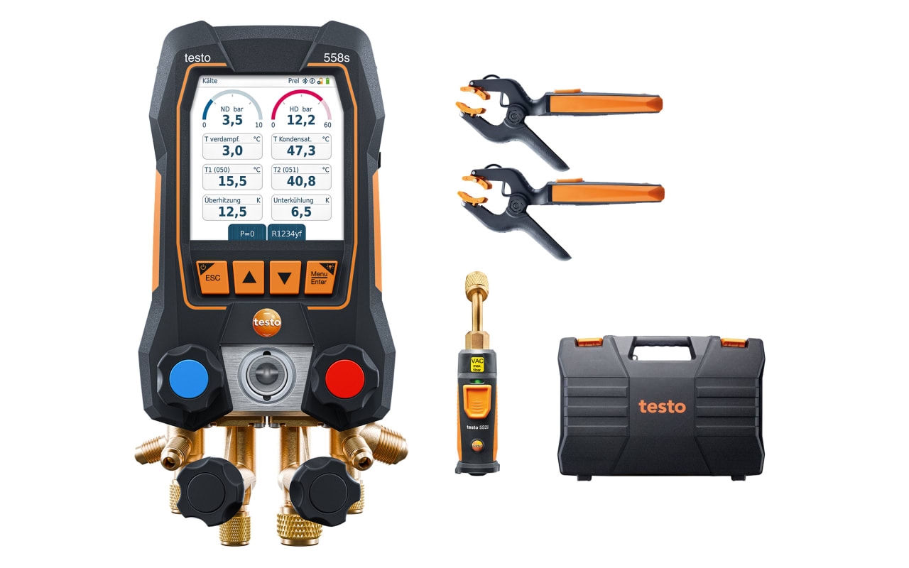 Testo Digital Manifold 558s with Wireless Temperature and Vacuum Probes 0564 5582