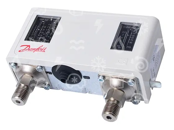 Pressostato Danfoss combinato, KP44, 0,6 - 6,0 [bar], 2,0 - 12,0 [bar], vite. G 1/4"