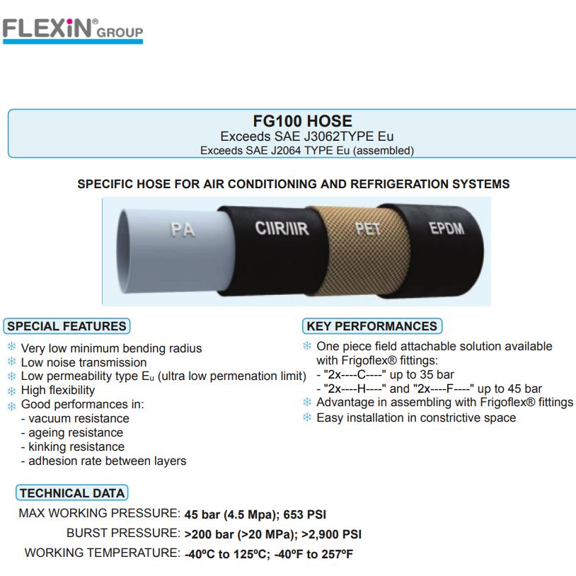 Wąż FLEXIN D08 PRO m FG100DN08 Wąż przyłączeniowy czynnika chłodniczego ID Ø 8 mm