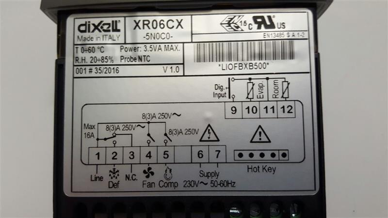 Controlador de refrigeración Dixell / Copeland XR06CX 5N0C0, 1 NTC, 230V, 8 A - no disponible, sustituido por XR06CH