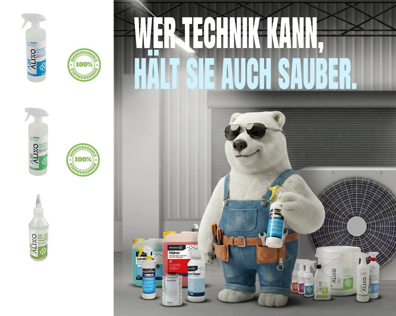 Kit di pulizia Alixo per impianti di refrigerazione e condizionamento - impianti commerciali (impianti di medie dimensioni)
