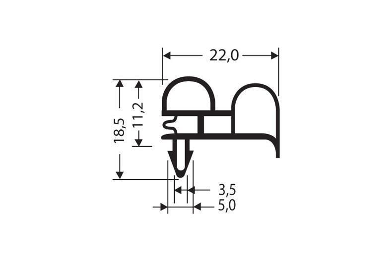 Perfil a presión PVC gris L = 2,55 m