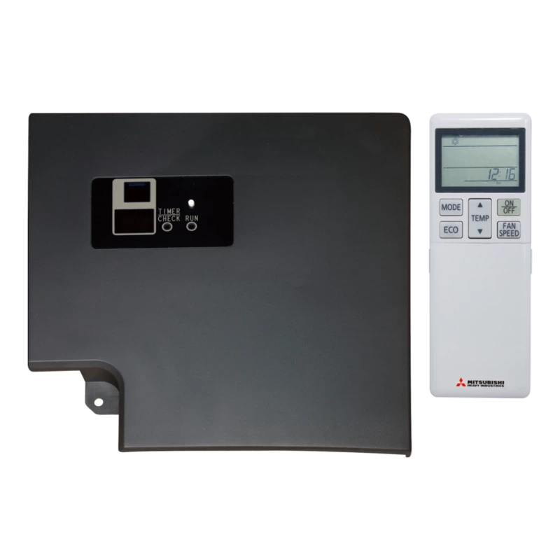 Klimagerät, Fernbedienung, LCD-Display, Temperaturregelung, schwarzes Gehäuse