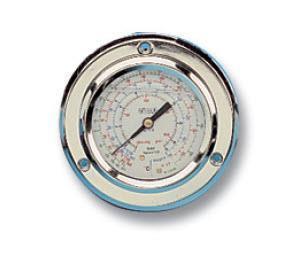 Low pressure gauge Ø60, oil filling, class 1.6, connection on the back, flange mounting and stainless steel housing WIGAM ML60/18C4FA/A8