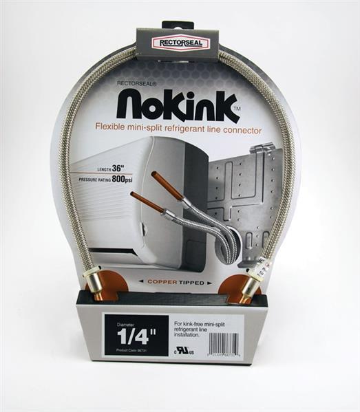 NoKink flexible refrigerant pipe 1/4 "x 3' for the wall duct of mini-split air conditioning systems, Rectoseal 66731