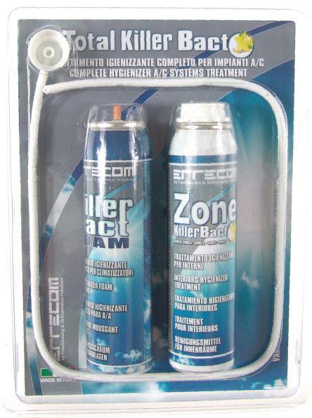 Cleaning set for car air conditioning systems Errecom Total Killer Bact 2 x 100 ml, vaporiser cleaning foam + interior cleaning spray, fragrance: vanilla