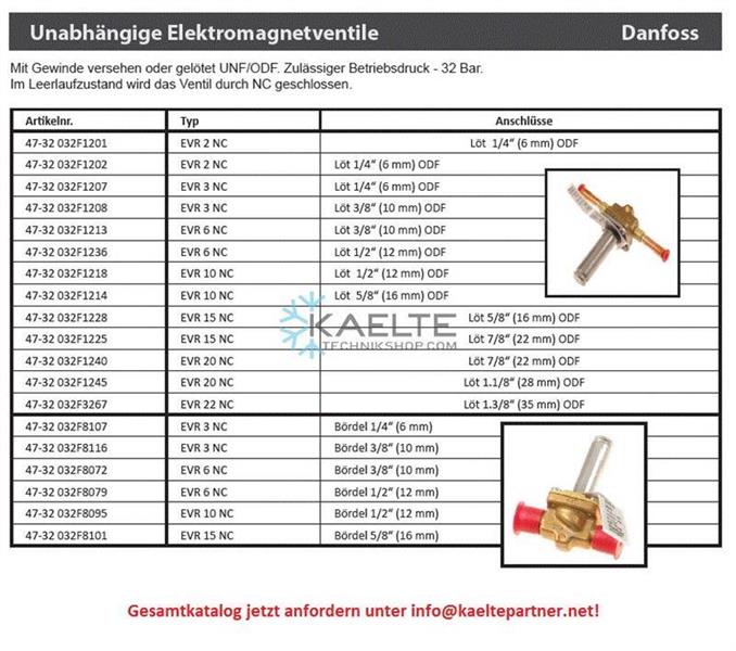 Zawór elektromagnetyczny Danfoss EVR3 3/8" o.Sp032F1204