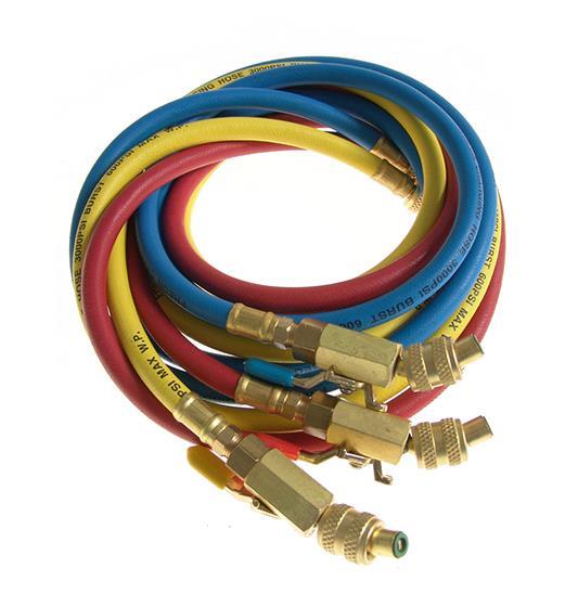 Vulslangset met kogelkraan SH, R134a, 3 x 1,8 m (72"), R134a, 1/4 "SAE