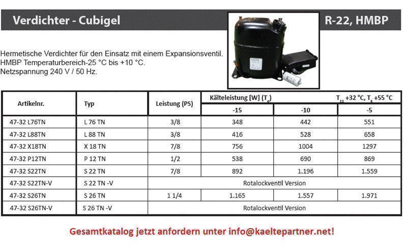 Sprężarka ACC - L76TN, HMBP - R22, 3/8HP, 220-240V/1/50Hz