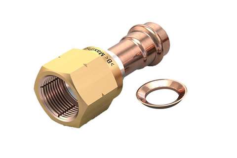 Adaptateur à sertir réutilisable Conex Bänninger 3/8" - écrou en laiton & joint en cuivre
