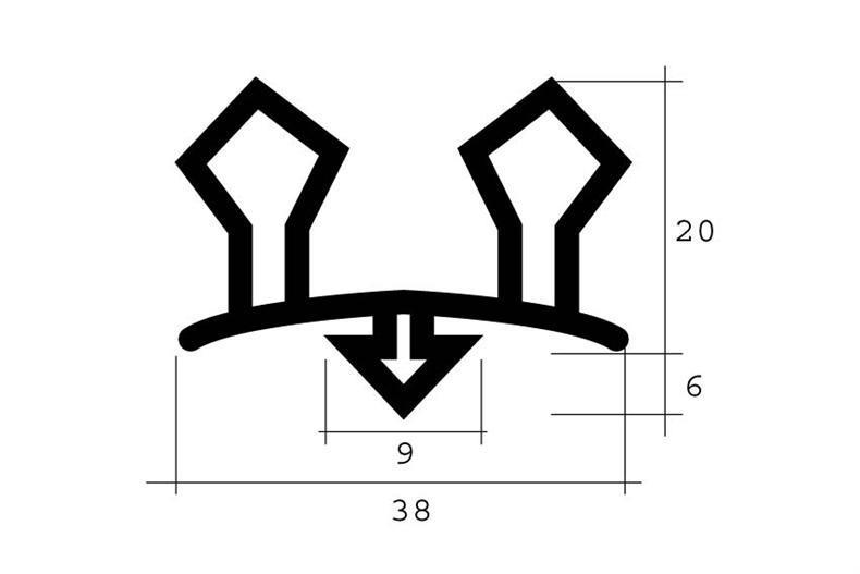 Press-in profile silicone rubber dark grey 1m (38x20)