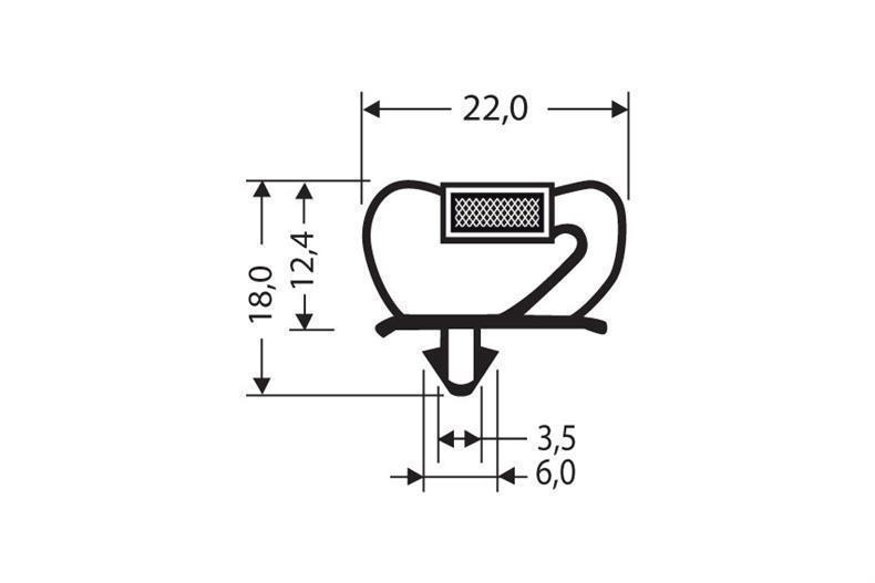 Perfil push-in PVC gris L = 2,55 m con imán M25