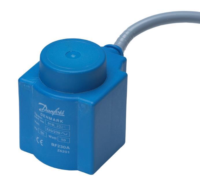 Danfoss EVR valve coil, BF024CS, 24 V AC, 50/60 Hz, 1 m cable, 13/11W, IP67