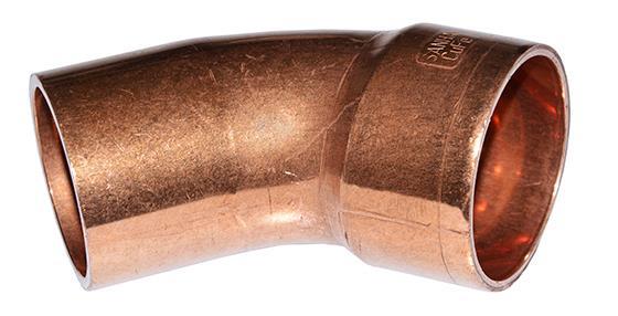 Cu bend K65, clavija/toma de 45°, 2 1/8", 54 mm