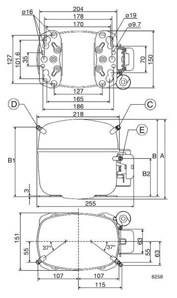 Compresor SECOP / Danfoss SC18CLX, LBP - R404A, R507, 220-240V, 50Hz