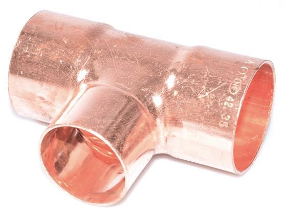 Cu T-stycksreducerare hona/hona/hona 42-54-42 mm, lödd ände