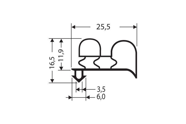 Perfil push-in PVC gris L = 2,55 m