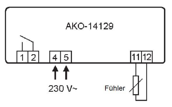 Controllore elettronico AKO tipo AKO-14129 dimensioni di installazione 70,5x28,5mm 230V tensione AC NTC/PTC - non disponibile, sostituito da AKO-D14123-2