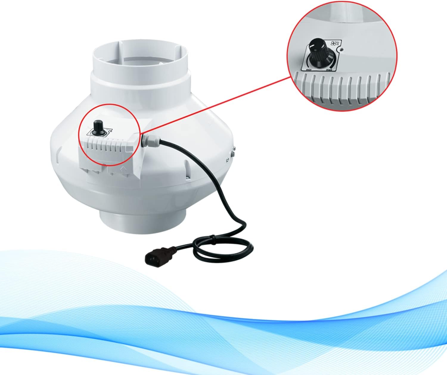 Ventilator, Ventilation motor, Inline fan, AC adapter, Kabelanschluss