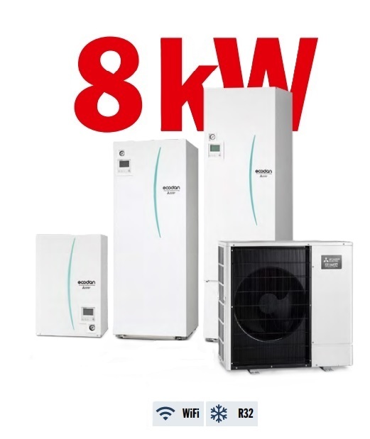 Air-to-water heat pump set 8 kW Mitsubishi Zubadan PUD-SHWM80YAA + hydromodule EHSD-YM9D + WiFi adapter