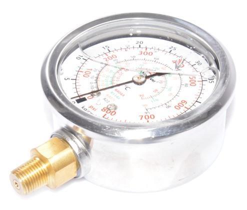Manometr 60 mm, wysokociśnieniowy, wypełniony olejem, R134a, R404a, R407, przyłącze promieniowe 1/8" NPT