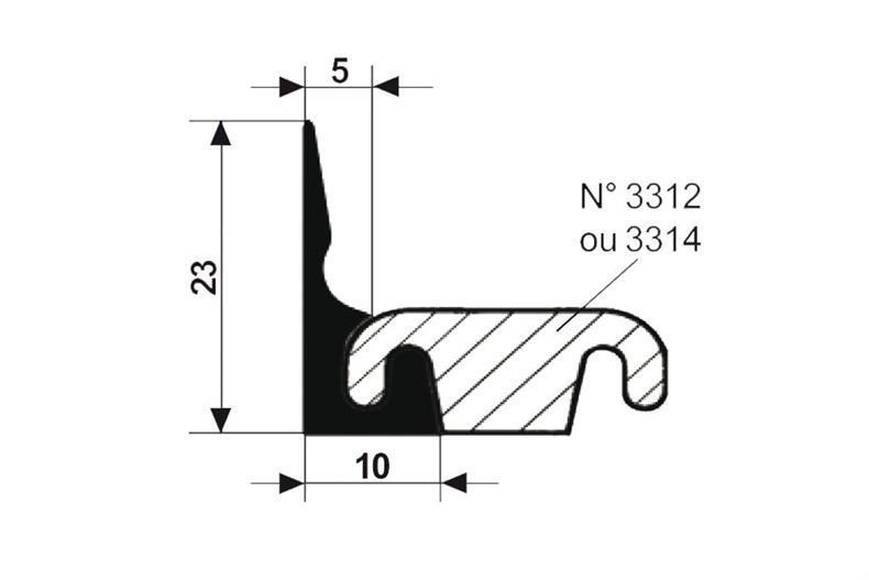 EPDM rubber sealing profile grey 1 m (23x10)