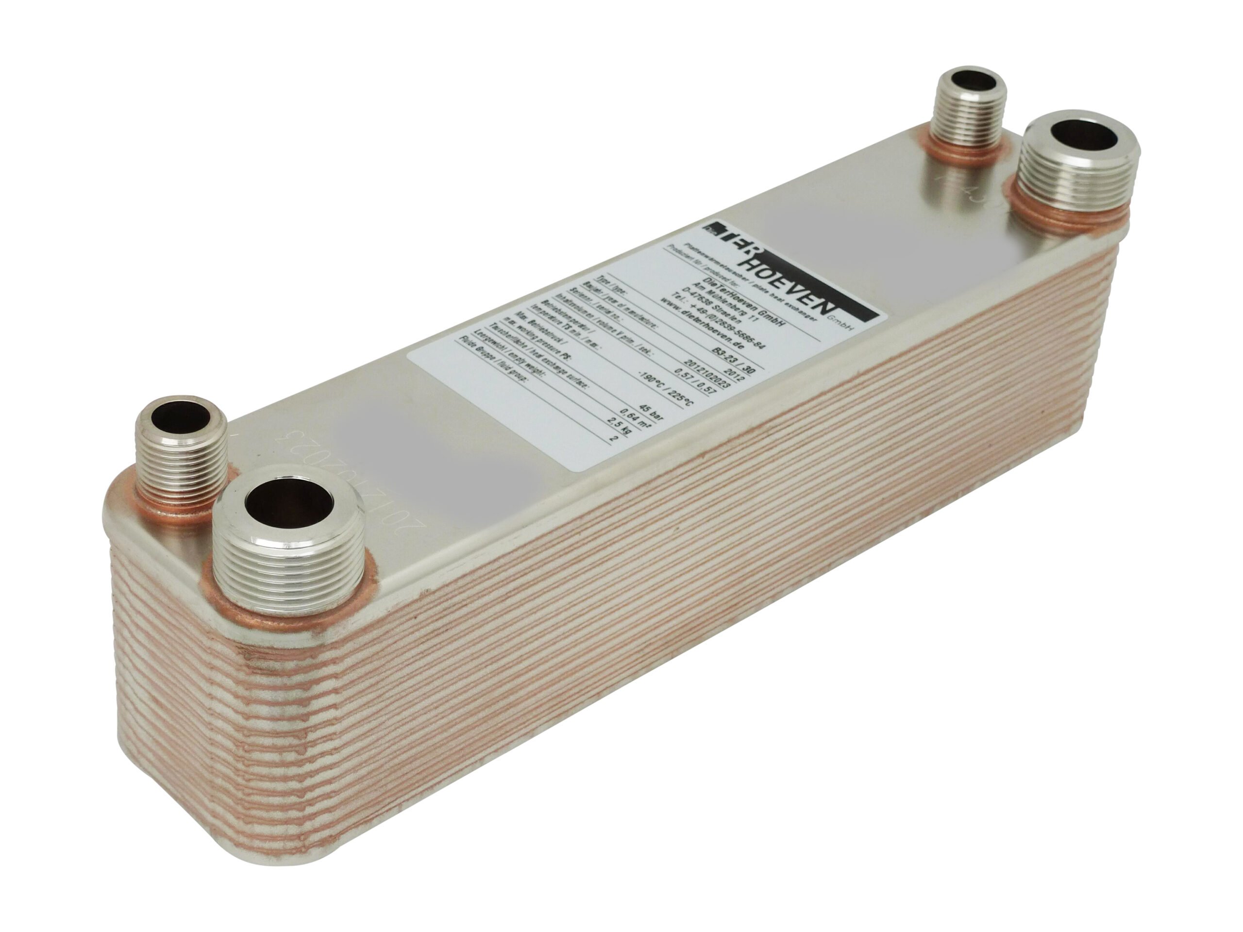 Platenwarmtewisselaar DTH-23-30 1 x 1/2" AG, 2x 1"AG