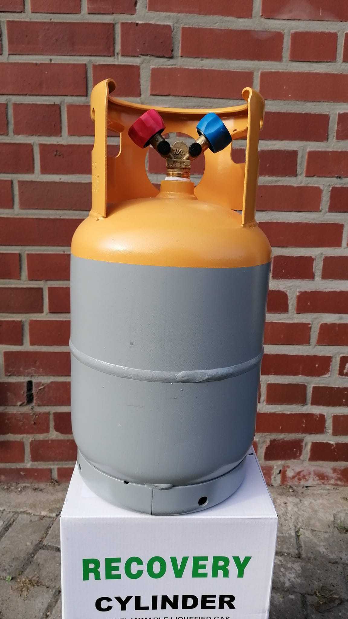 Koudemiddelfles / lege fles / recyclingfles 12,5 l grijs - 1/4" dubbelventiel