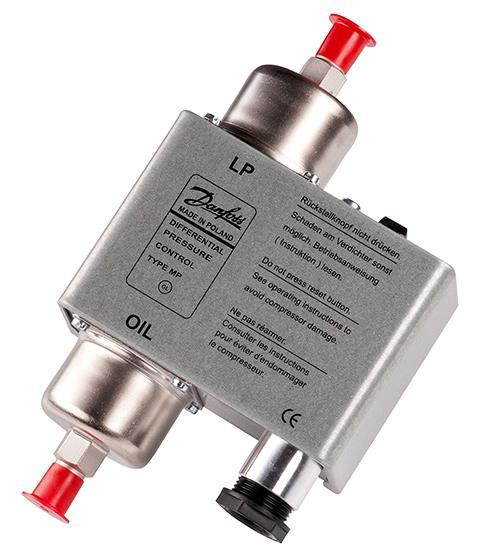 Pressostato differenziale Danfoss MP55 - 60 sec, -1 - 12 bar, man. Differenziale 0,65 bar, flare 1/4" SAE- non disponibile, sostituito da 060B017191