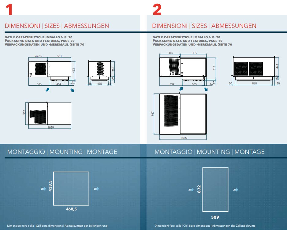 Monoblock takmonterad enhet ECK210 R290, djupfrysning -18...-25 °C | TA +25...+43 °C | 2 - 11,6 m3