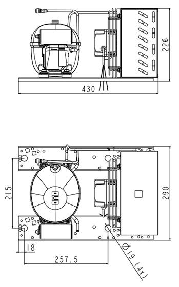 Agregat skraplający Embraco UEMT6144Z, HBP - R290, 220 V, 50 Hz