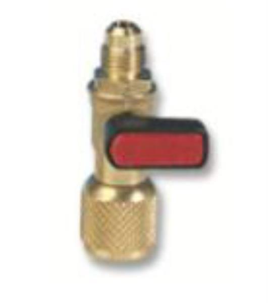 Refrigerant cylinder valve for R32 1L refrigerant cylinders, 1/2 16 ACME SX x 5/16" SAE m, Wigam 121RGAS-5-WIG