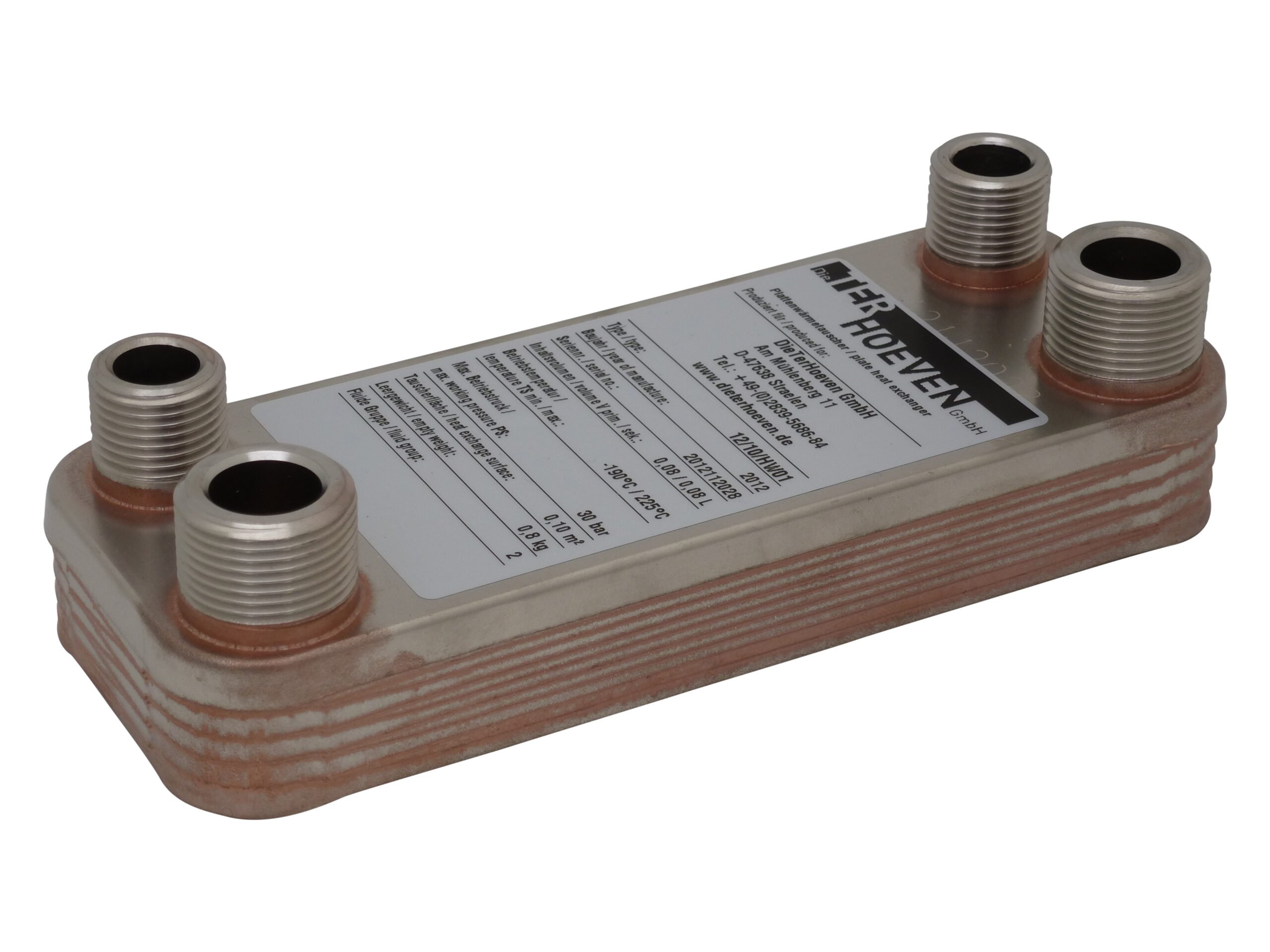 Platenwarmtewisselaar DTH-12-10, 2 x 1/2" AG, 2 x 3/4" AG