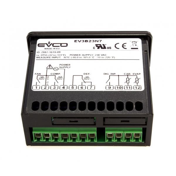 Controllore di refrigerazione EVCO - EV3B23N7 230V, con sensore NTC, 2Hp/8A/5A