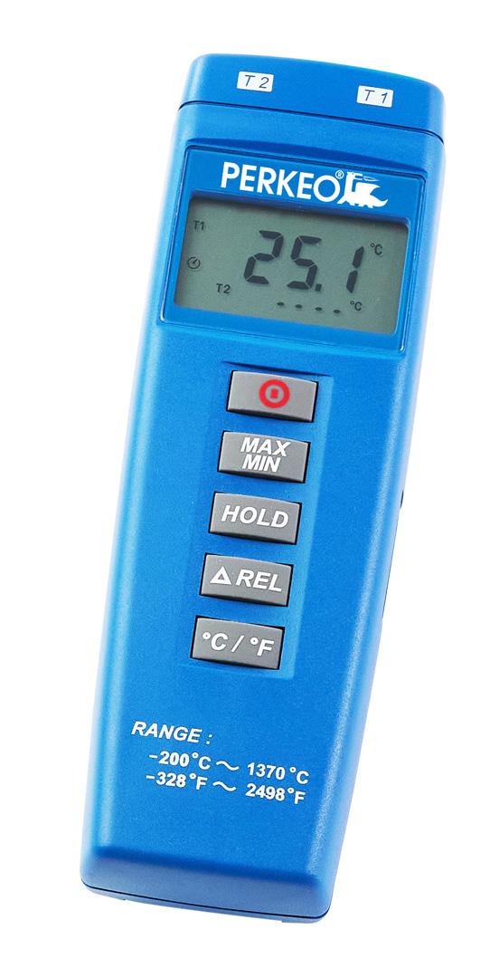 PERKEO DDT 1300 digital thermometer incl. 2 K-type standard probes up to 200°C and battery