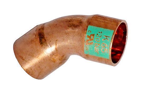 Codo de cobre K65, 45° interior/exterior, 1 1/8", 28 mm