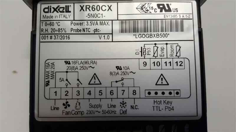 Dixell / Copeland XR60CX 5N0C1 refrigeration controller, 230 V, 20 A, control panel