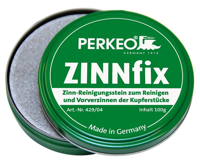 PERKEO ZINNFIX tennlödsten i tennburk för rengöring och förtenning av kopparbitar