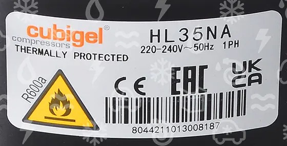 Compressor Cubigel / Huayi HL35NA, LBP -R600a, 220-240V, 50Hz,