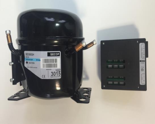 Compressore SECOP / Danfoss BD350GH, 102Z3015, LBP/MBP/HBP - R134a, 12V, con elettronica di avviamento, 101N0830
