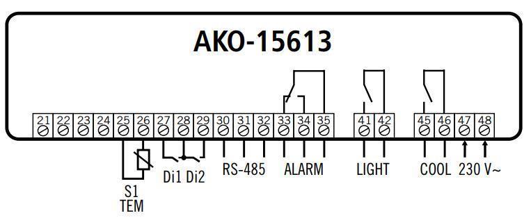 Controlador de refrigeración AKO 15613, 3R230V Montaje en pared