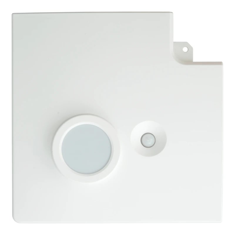 weißes Kunststoffgehäuse, Wandmontage, rundes Sichtfenster, integrierter Sensor
