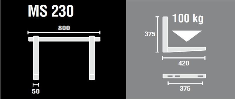 Wall bracket (galvanised) L=800x420 mm with accessories, 120 kg