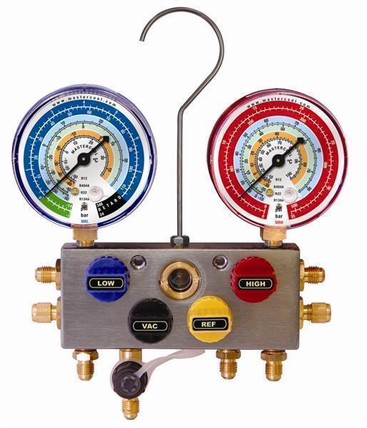 Fitting aid 4 ways with ball valve 80mm R134a-404A-407C-22-507 without case
