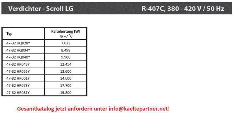 Sprężarka rotacyjna LG, GK151P, R410A, 220-240V, 50Hz, 12450 Btu/h